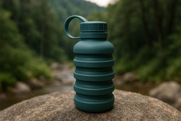 Portable Silicone Collapsible Water Bottle With Leak Proof Lid For Hiking Camping And Outdoor Travel