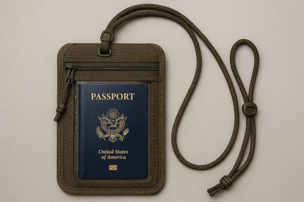 Tactical Waterproof Passport Pouch With Neck Lanyard For Safe Document Carrying During Outdoor Sports