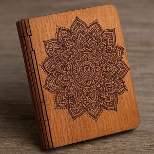 Boho Mandala Engraved Wooden Passport Cover With Flexible Hinge For Unique Handcrafted Travel Gift