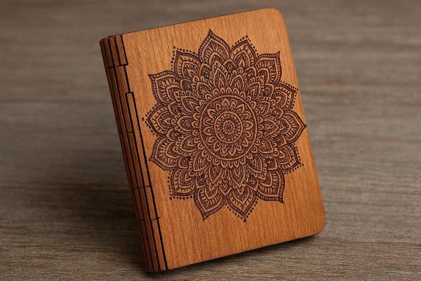 Boho Mandala Engraved Wooden Passport Cover With Flexible Hinge For Unique Handcrafted Travel Gift