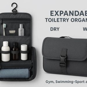 Expandable Toiletry Organizer With Dry Wet Departure Design For Gym Swimming And Sport Activities