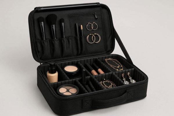 Professional Makeup Train Case With Adjustable Dividers For Artists Beauty Tools And Jewelry Storage