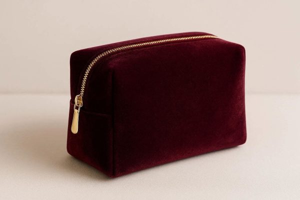 Luxury Velvet Cosmetic Bag With Gold Zipper For Bridesmaid Gifts And Sophisticated Evening Makeup Storage