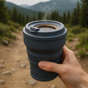Insulated Collapsible Silicone Travel Mug With Leak Proof Lid For Outdoor Hiking And Hot Coffee